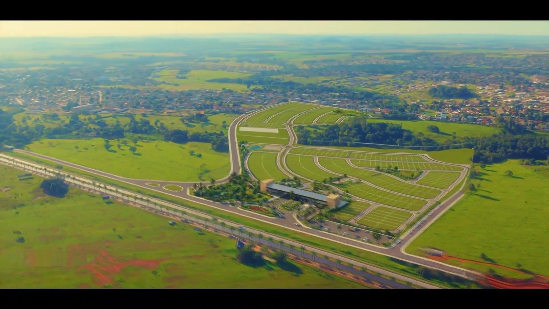 Implantação aérea do Jardins Áustria — visão do conjunto e escala do empreendimento